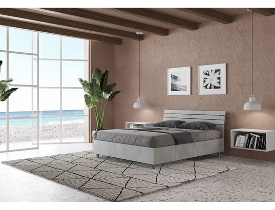ITYHOME - Lit coffre ankel incliné 140x200 gris béton