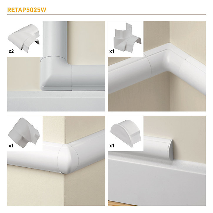 Multi-pack d'accessoires pour goulotte D-Line blanche 50 x 25 mm