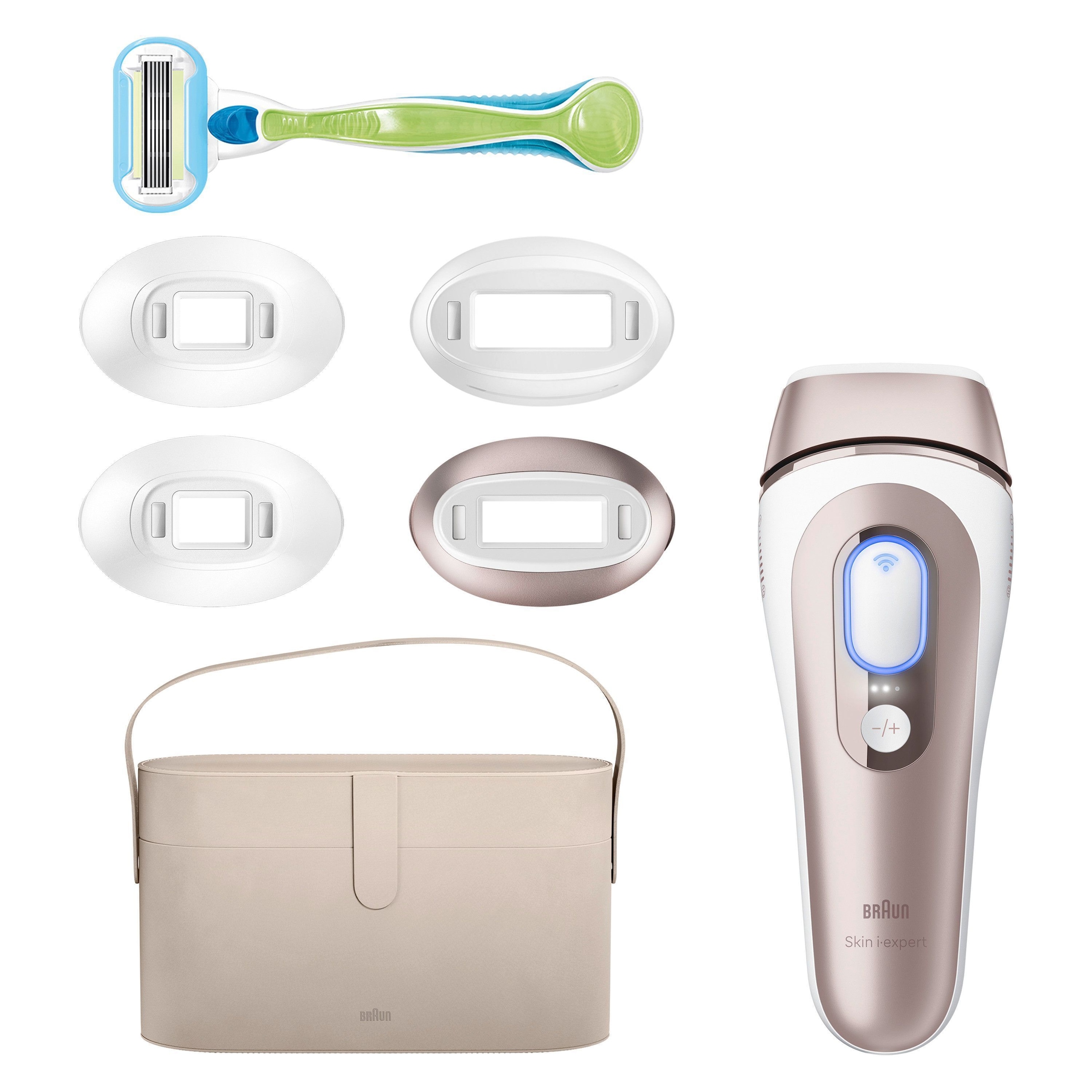 Braun IPL-Haarentferner »Smart IPL Skin i·expert PL7387« 4 Aufsätze für Gesicht & Körper, Venus Rasierer & Aufbewahrungsbox