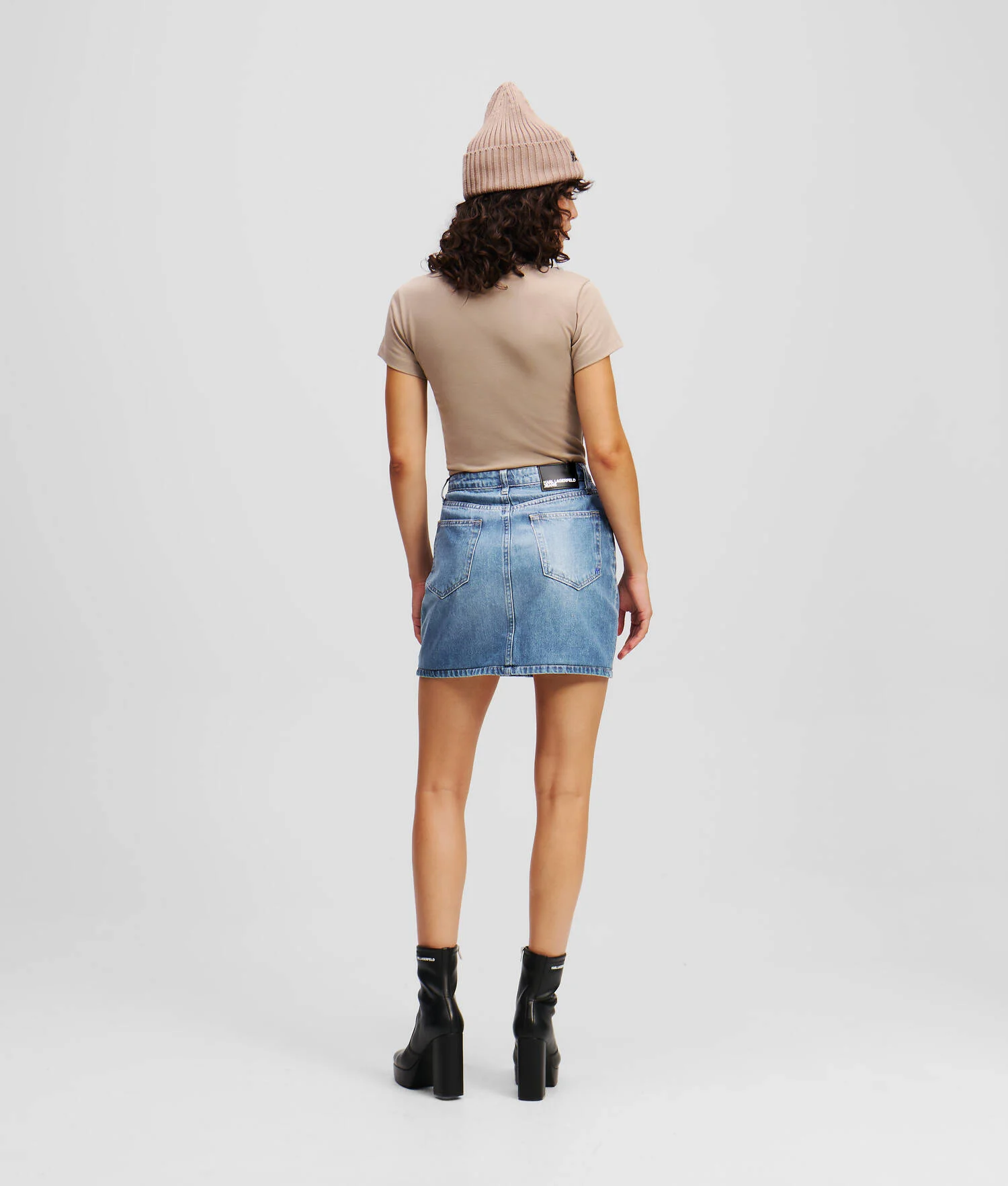 MINI-JUPE EN DENIM ENDUIT - Bleu enduit
