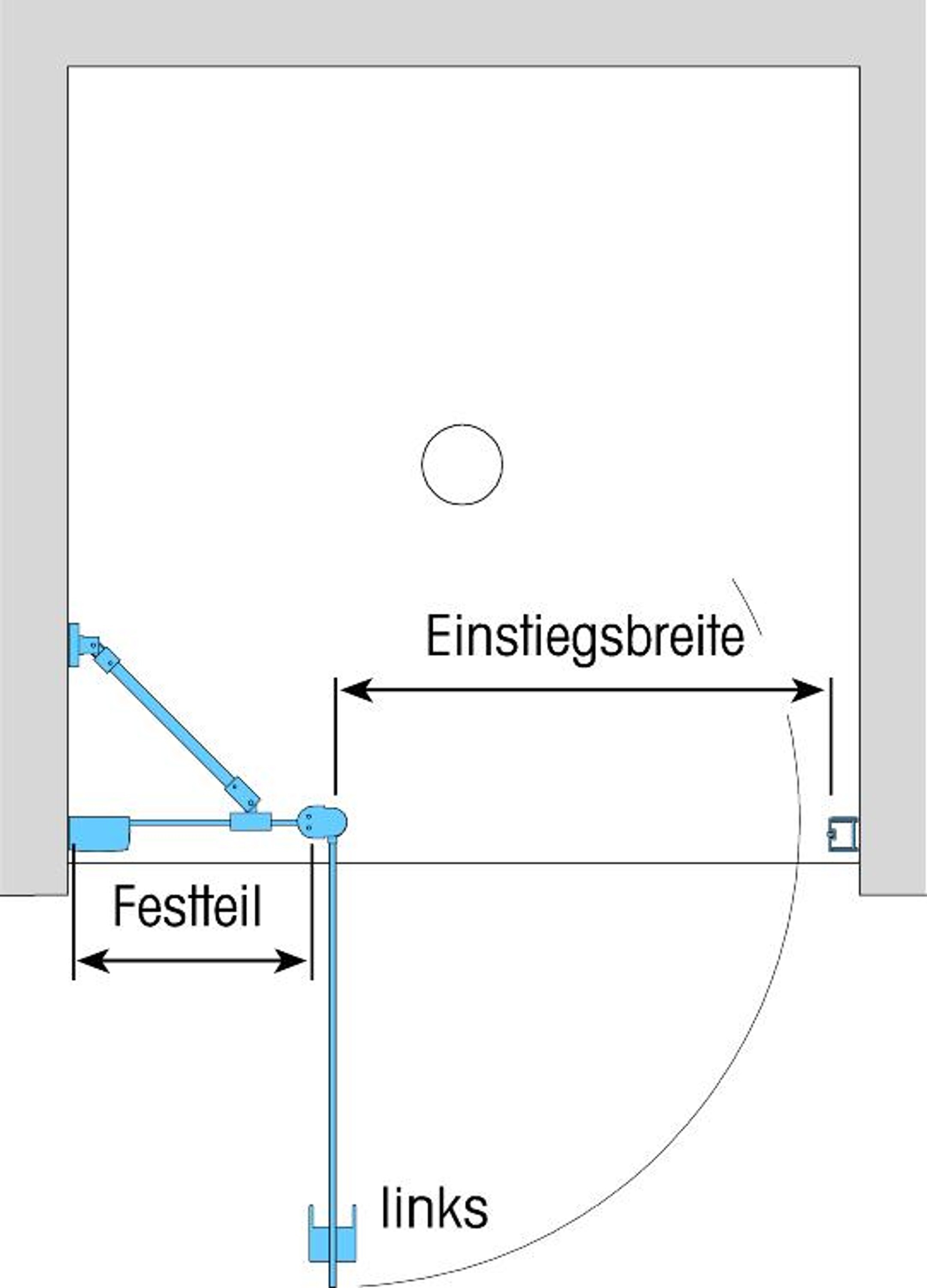Duschkabine/ Duschabtrennung Dusbad Vital 2 Pendeltür an Festteil für Nischenduscherechts 750mm