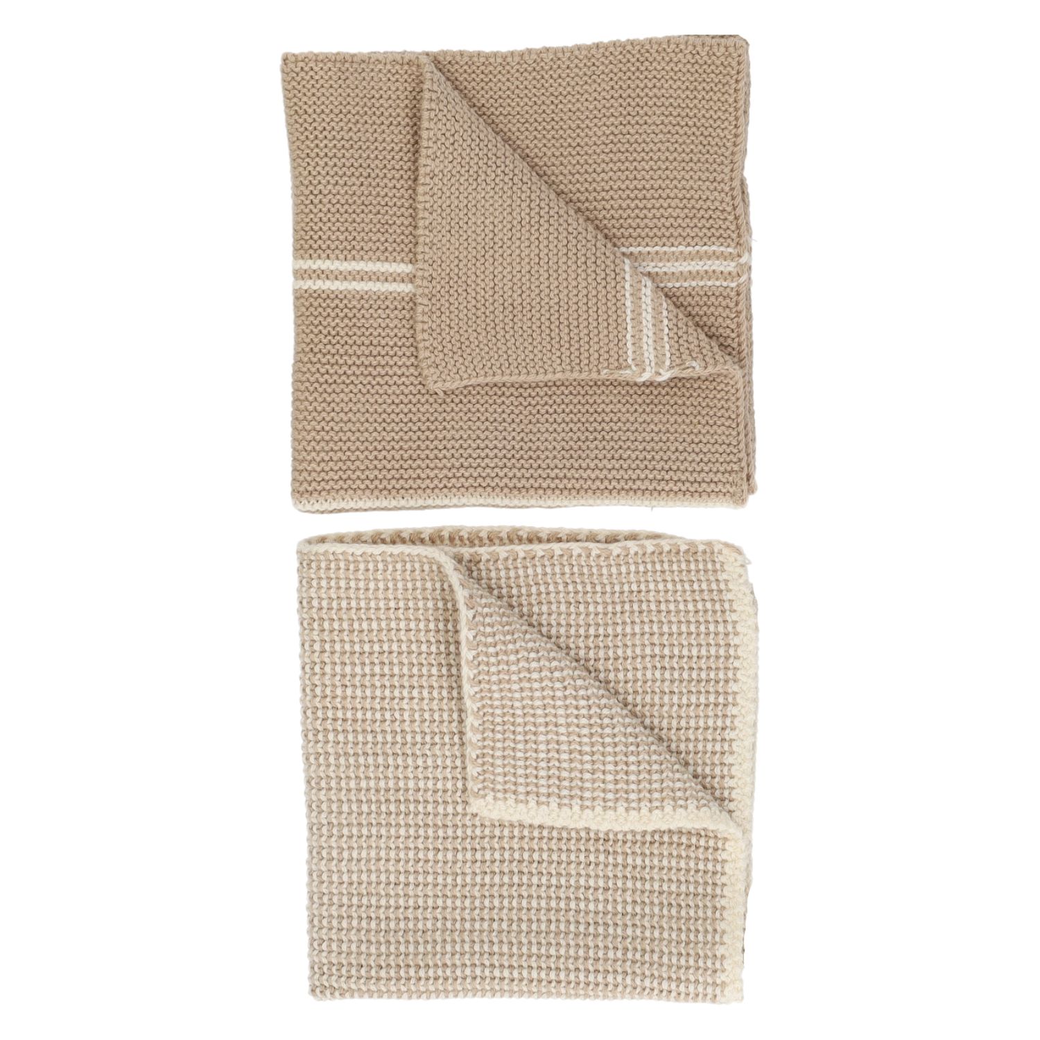 Vaatdoekjes, gebreid katoen, zand, 2 stuks, 25 x 25 cm