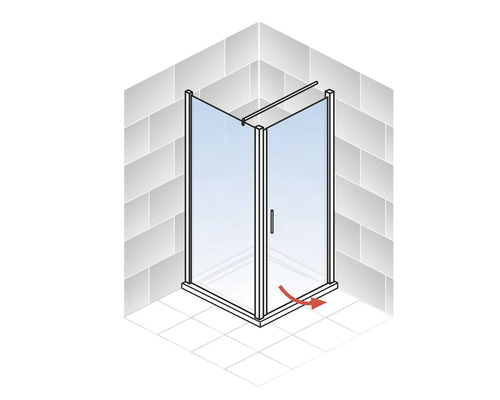 Douchedeur met zijpaneel SCHULTE Alexa Style 2.0 ExpressPlus 80 x 80 cm, aluminium profiel, helder glas met vuilafstotende coating, linksdraaiend, rechtsdraaiend