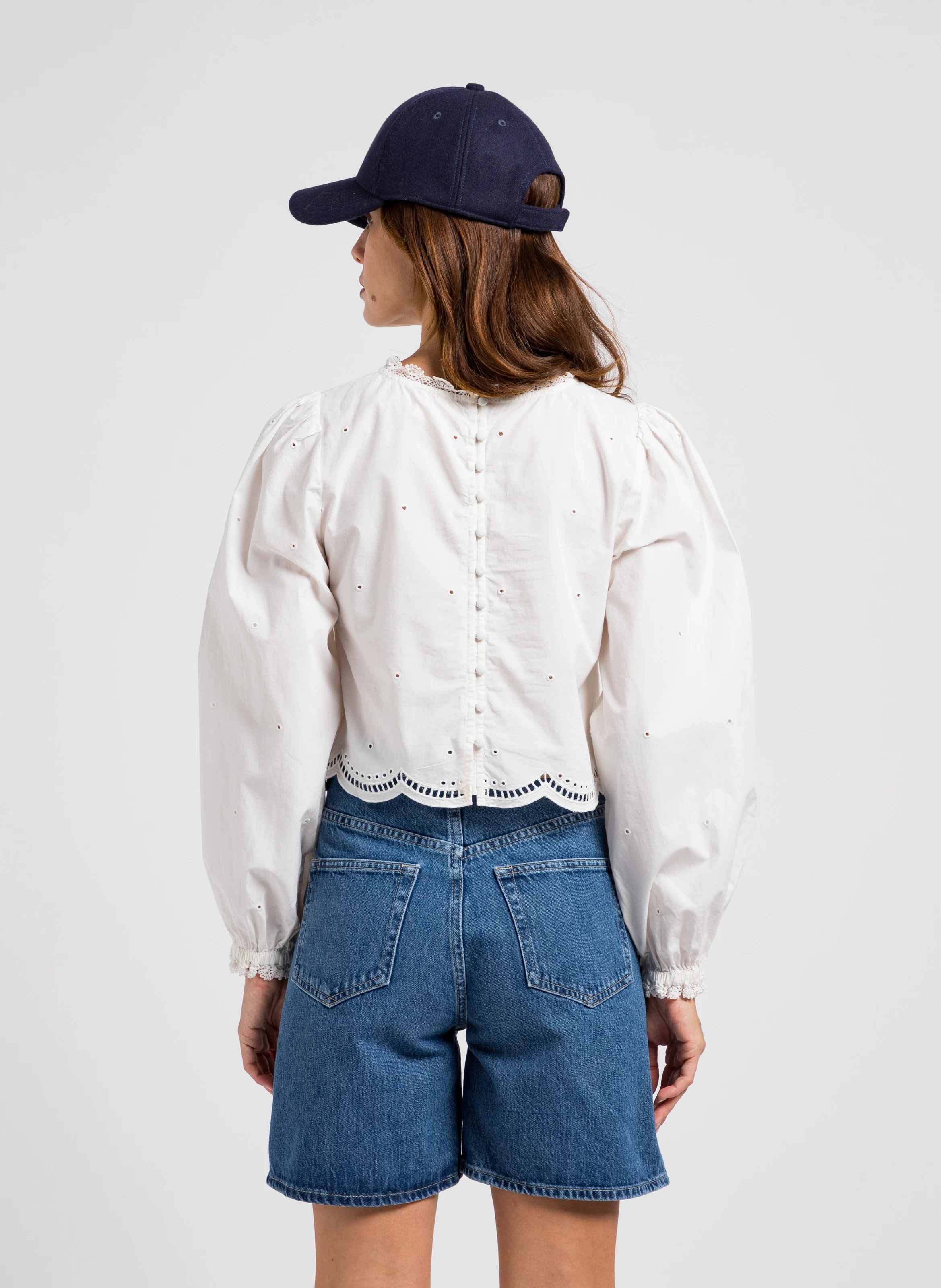 TANAIS - Chemise courte brodée en coton | Blanc