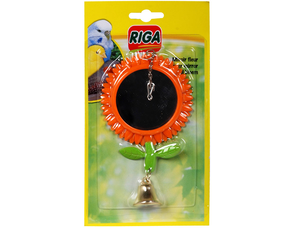 ESPELHO RIGA PARA PÁSSAROS FLOR COM SINO