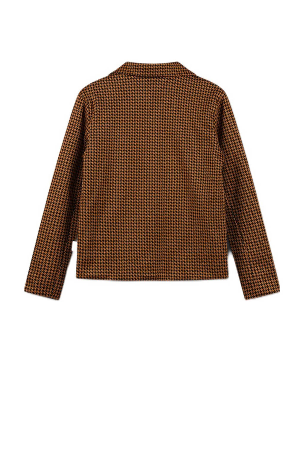 Moodstreet geruite blazer karamel/zwart