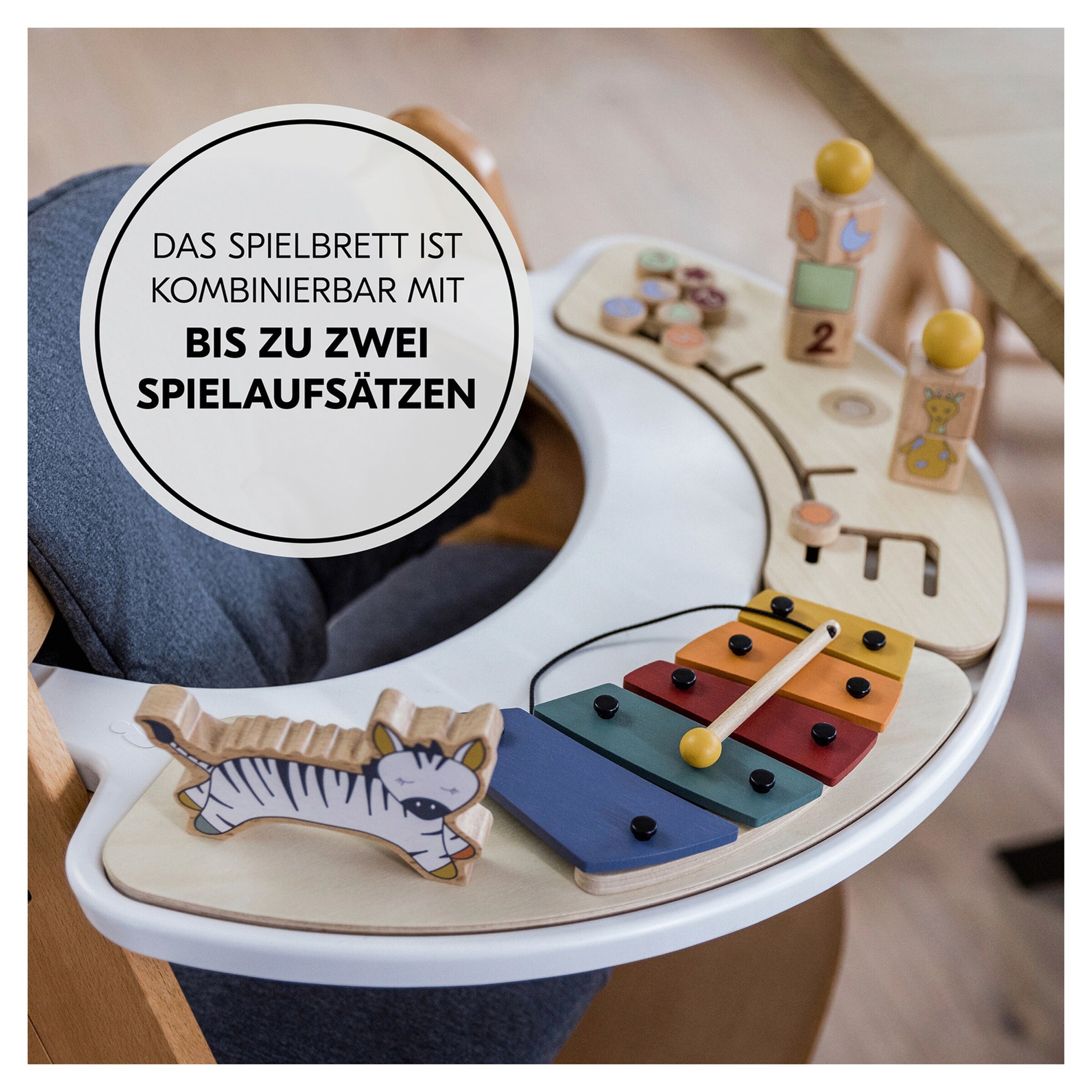 Hauck Spielbrett inkl. Spielaufsatz Sorting Giraffe für Hochstuhl Alpha+ und Beta+