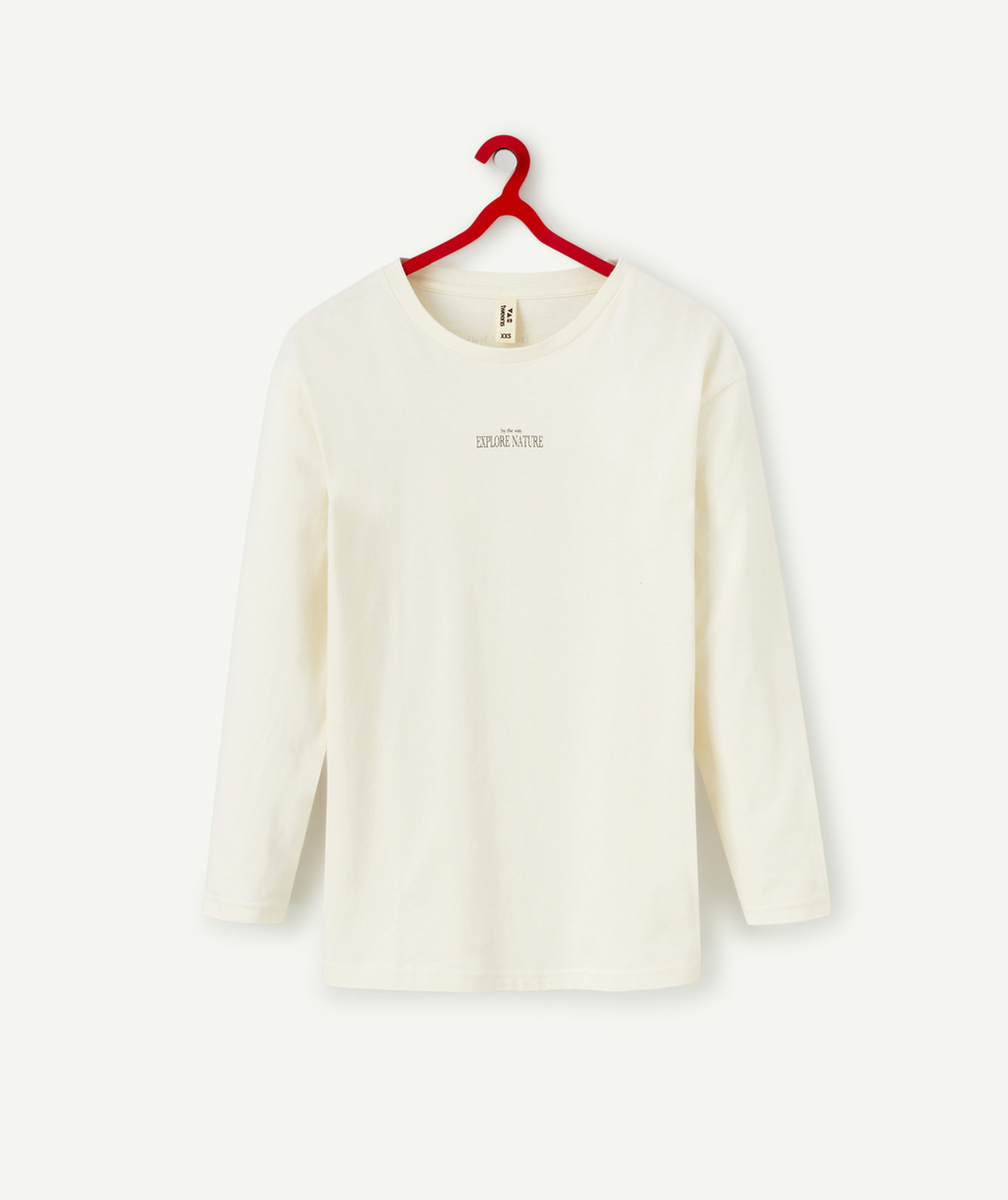 T-SHIRT MANCHES LONGUES GARÇON EN COTON BIOLOGIQUE ÉCRU