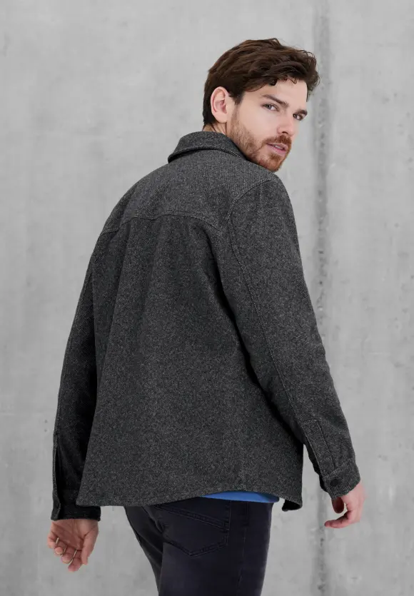 Overshirt in Wolloptik - anthracite grey melange