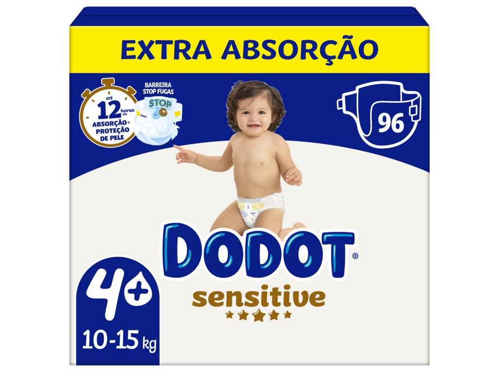 FRALDAS DODOT SENSITIVE EXTRA T4 10-15KG 96 UN