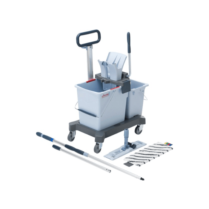 Vileda 173905 US Pro Ready to Go kit Double - emmer 25l, emmer 8l, hendelpers, chassis, frame, duwbeugel, telescoopsteel, MicroPlus mop