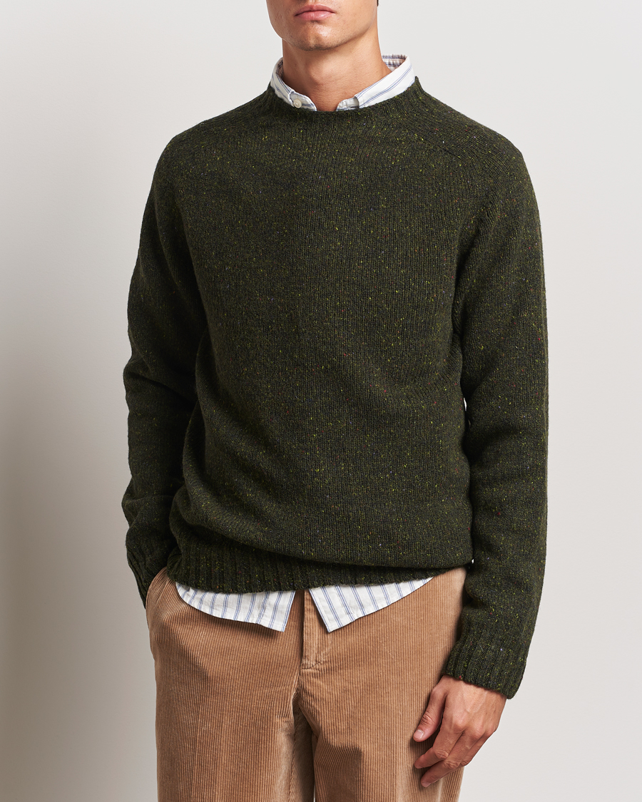 Harley Of Scotland Donegal Wool Crewneck Harris Green