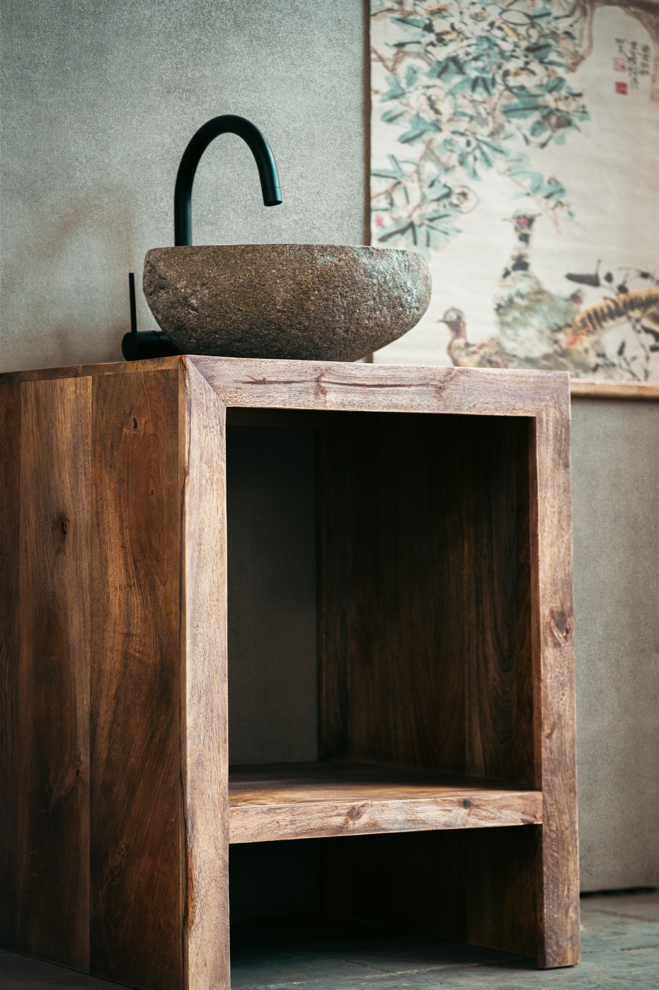 Waschtisch 'Paul' aus Mangoholz, natur, B 60 cm, H 75 cm, L 45 cm von fischer's lagerhaus