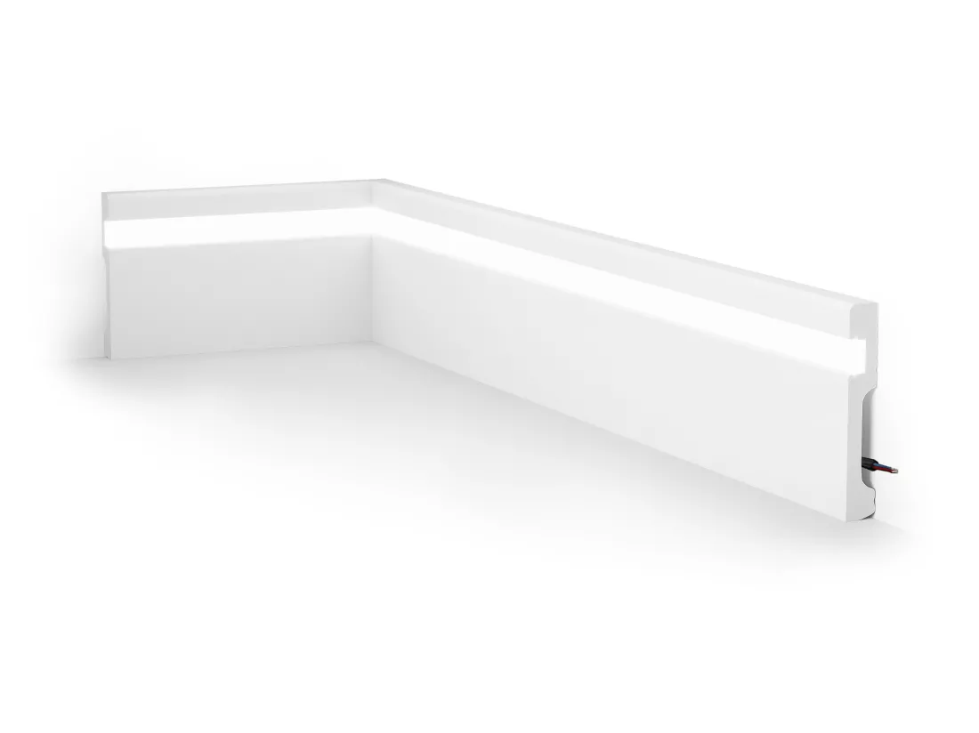 Lot de 3 plinthes en polystyrène L290 x l1.8 x H12 cm blanc - ATENO