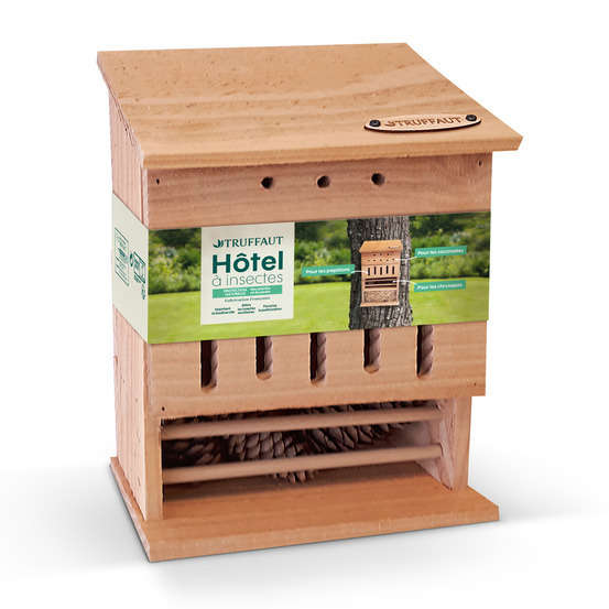 Hôtel à insectes, en bois Douglas: Tour 3 étages L21 x P12 x H30cm