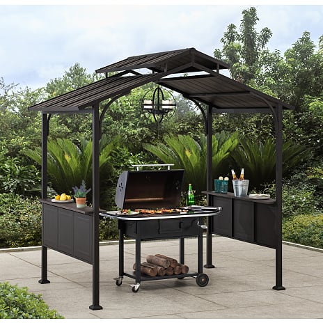 Aspe grillpavillon 244 x 153 cm - brun stålstel