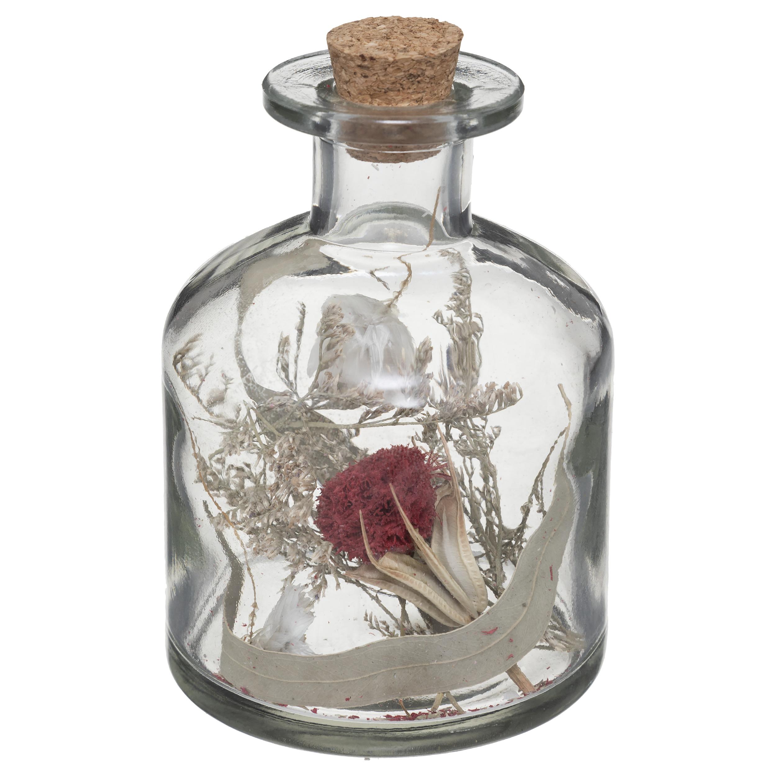 BOUTEILLE VERRE FLEURS SECHEES D.8X11CM
