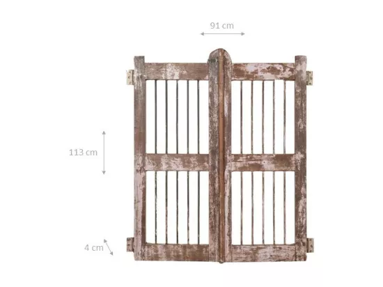 BISCOTTINI Portail - Bois Massif et Fer Finition Antique - Clôture en Fer - Portail en Métal - Porte Décorative - Portail d'Entrée - Clôture en Bois - Intérieur et Extérieur - 91x6x113cm
