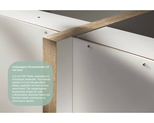 Nobilia Elements keukenblok zonder apparatuur Urban 300 cm alpinewit mat voorgemonteerde variant links 4004539053878
