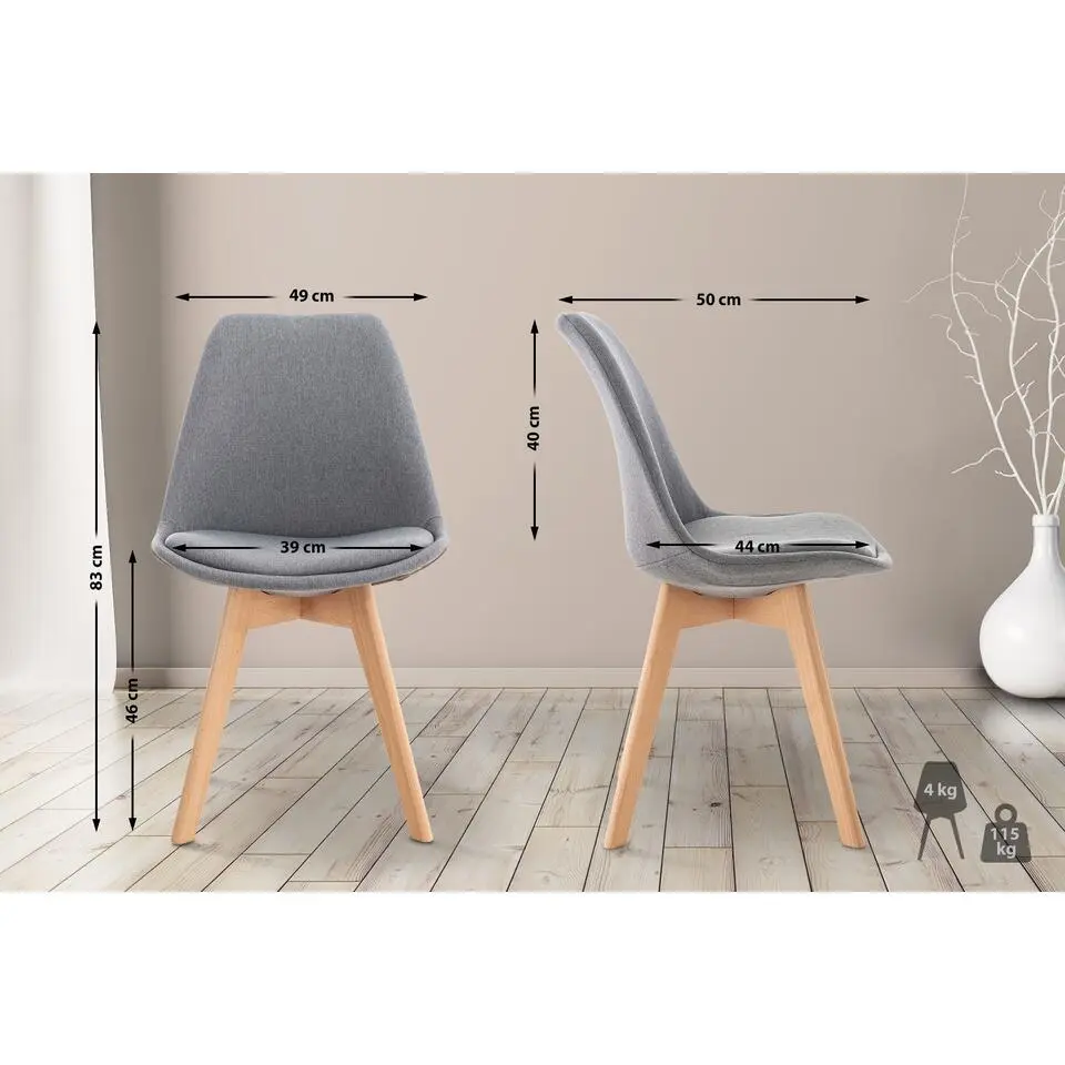 CLP Eetkamerstoel Linares natura Frame - Stof - licht grijs