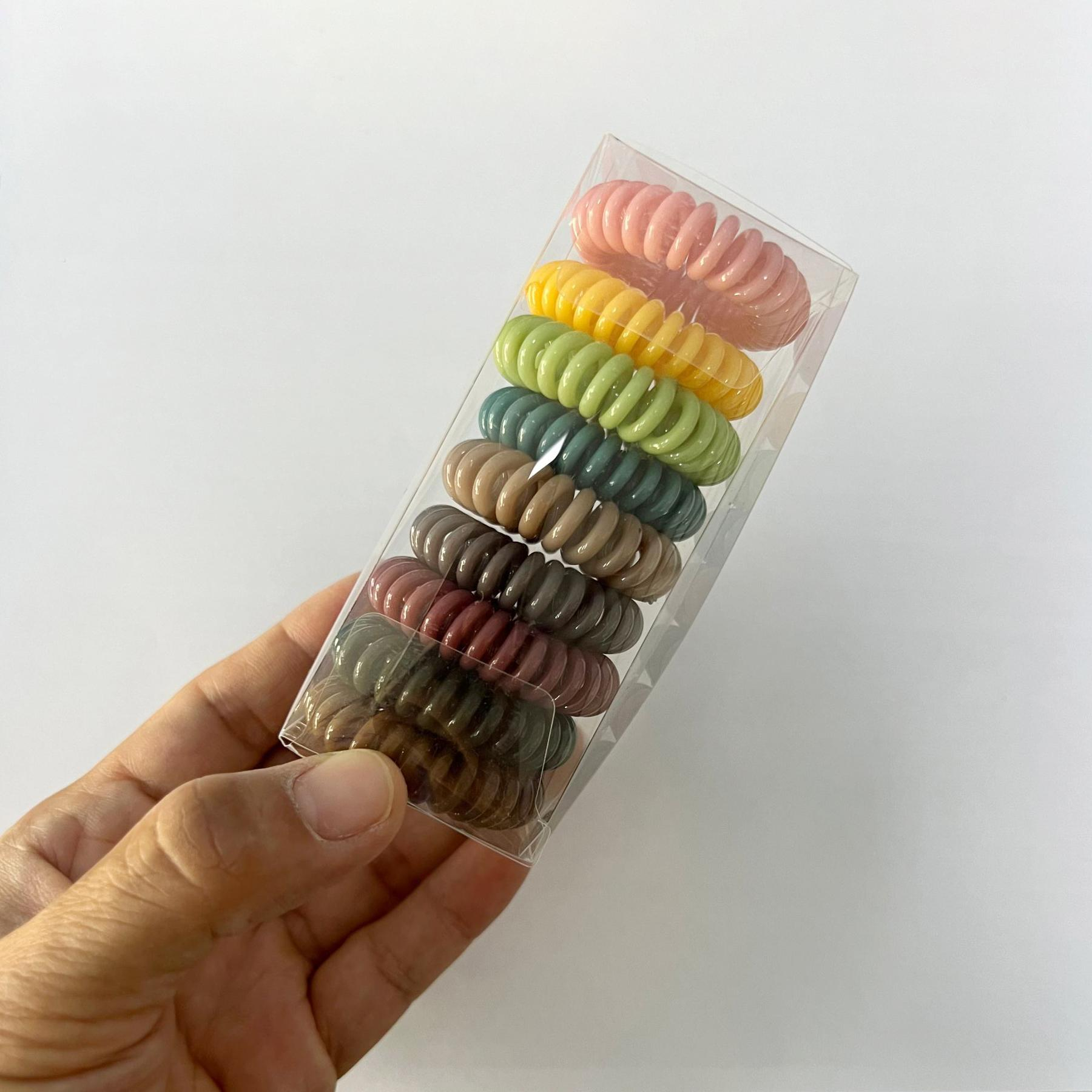 (9er Set) Ø4cm Elastische Haarspiralen Haarband ohne Metall - Bunt