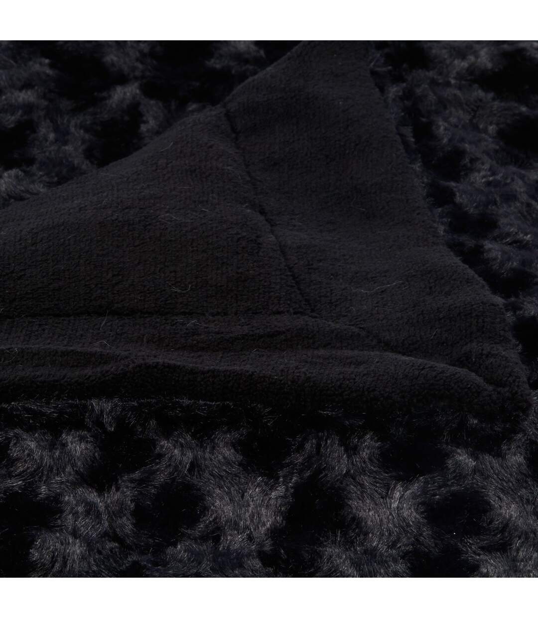 Plaid en fausse fourrure à boucles en polyester - 230x180cm - Noir