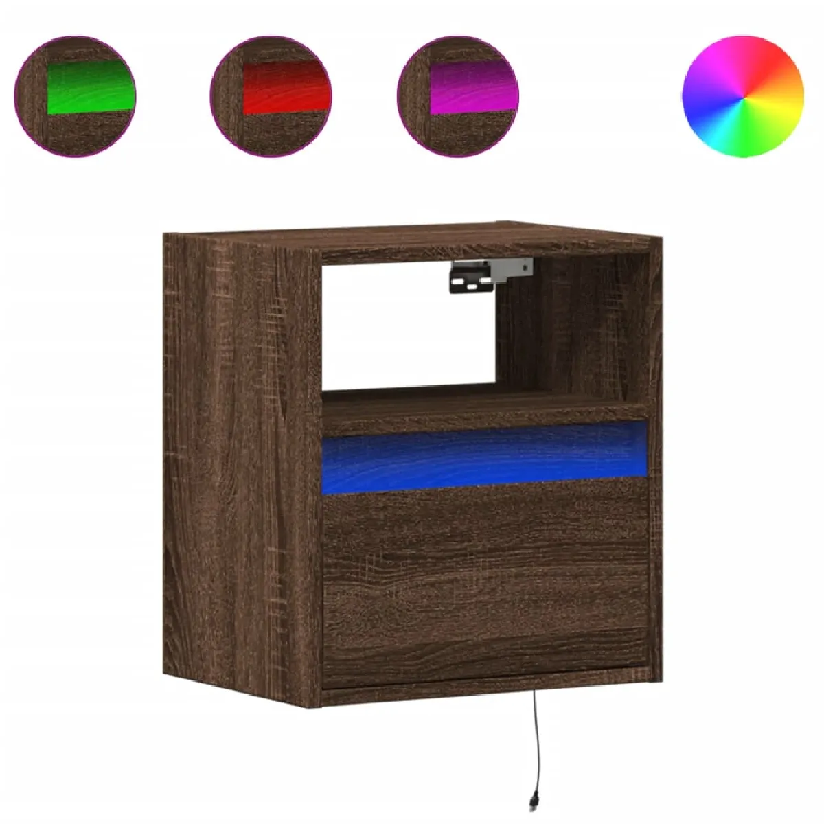 VIDAXL Table de chevet murale LED
