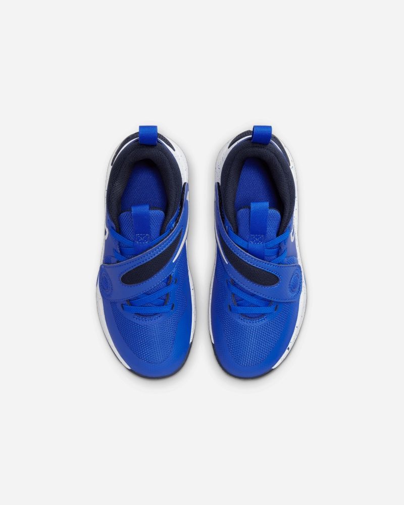 Chaussures de basket Nike Team Hustle D 11 Bleu Royal & Blanc pour enfant