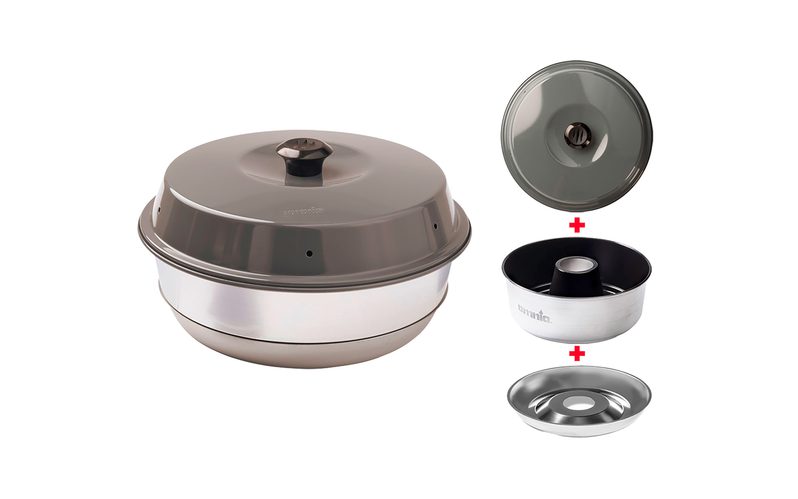 Omnia Campingbackofen Set 3-teilig mit Maxiform Antihaftbeschichtung 3 Liter Anthrazit