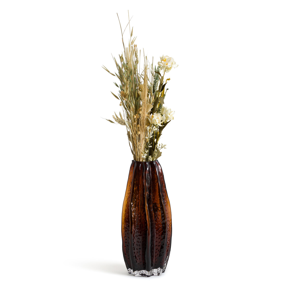 LA REDOUTE INTERIEURS<br>Vaso em vidro âmbar texturizado Alt.29,5 cm, Yuvo