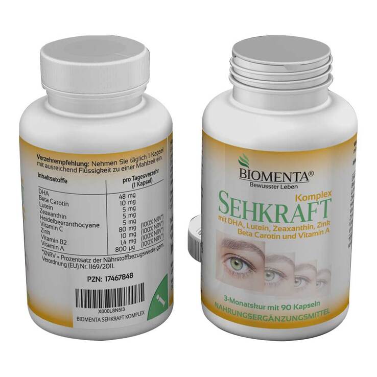 Biomenta Sehkraft Kompl.DHA Lutein Zeaxanthin Kapseln , 90 St