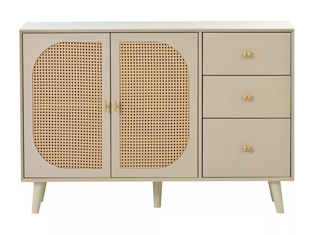 Buffet crème blanc cassé avec portes et tiroirs,d120 cm×h82,5 cm