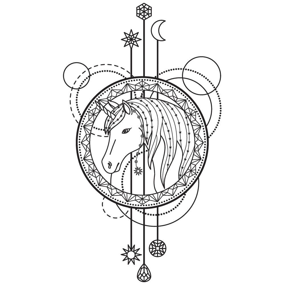 Kaleidoskop-Malbuch: Einhorn-Regenbögen
