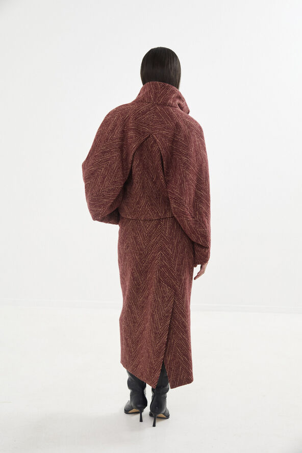 Rabens Saloner Herringbone long skirt - Luzie Burgundy combo