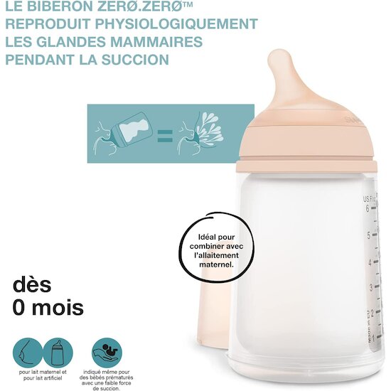 Pack biberon ZERØ.ZERØ   270 ml   de               Suavinex