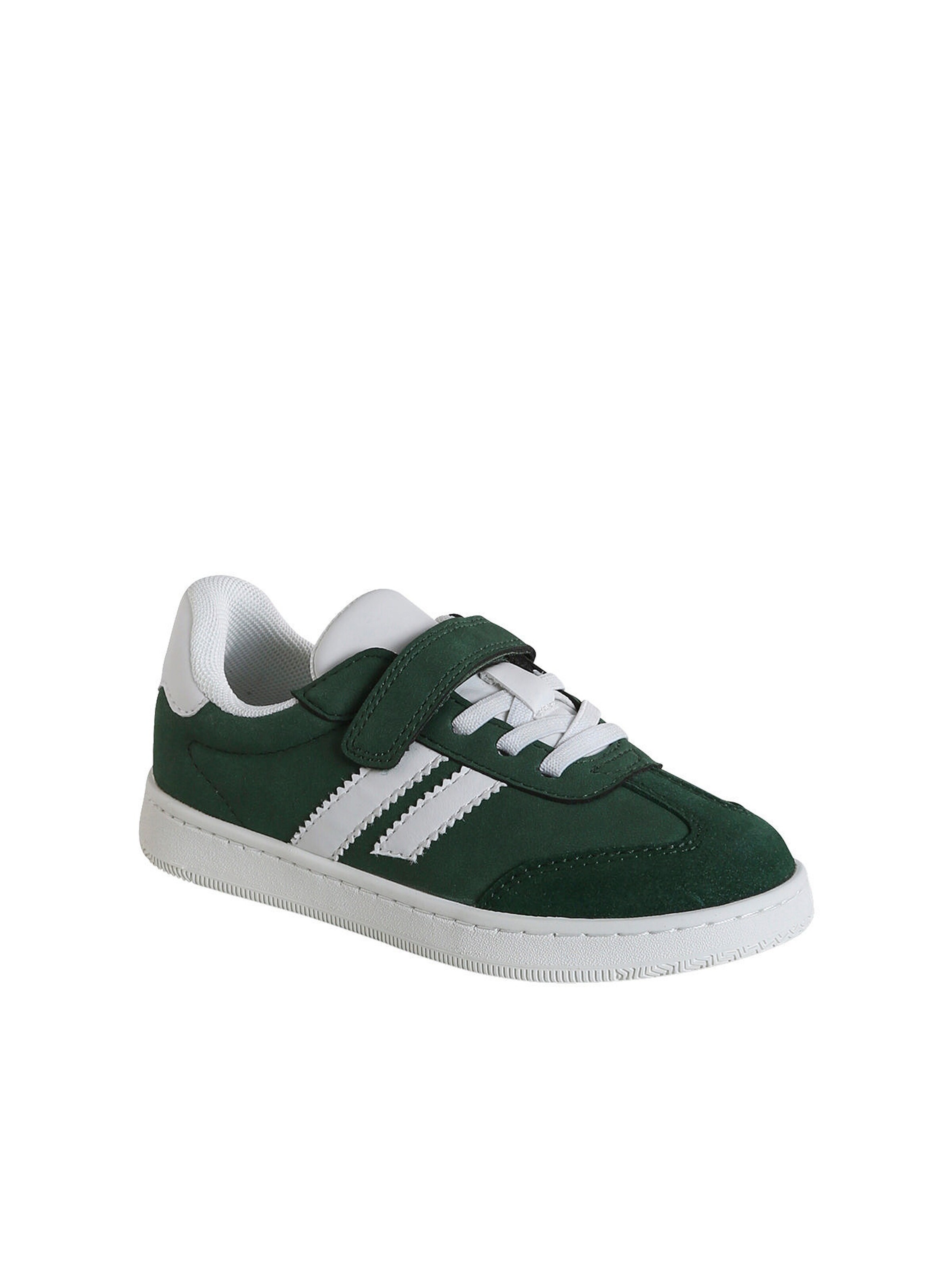 Vertbaudet Kinder Sneakers mit Anziehtrick und elastischer Schnürung, Kontrast grün