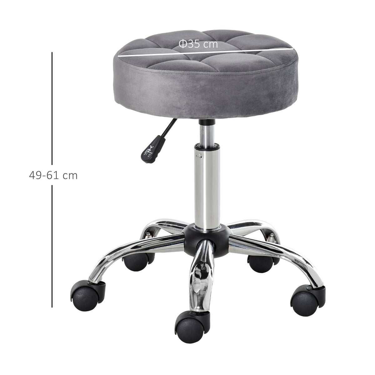 HOMCOM salonstoel, Ø42 x 49-61H cm, polyester, grijs