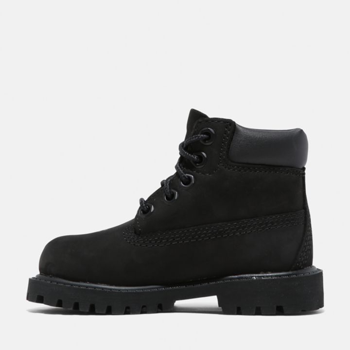 Bota Timberland Premium de 6 polegadas impermeável para crianças pequenas na cor preta.