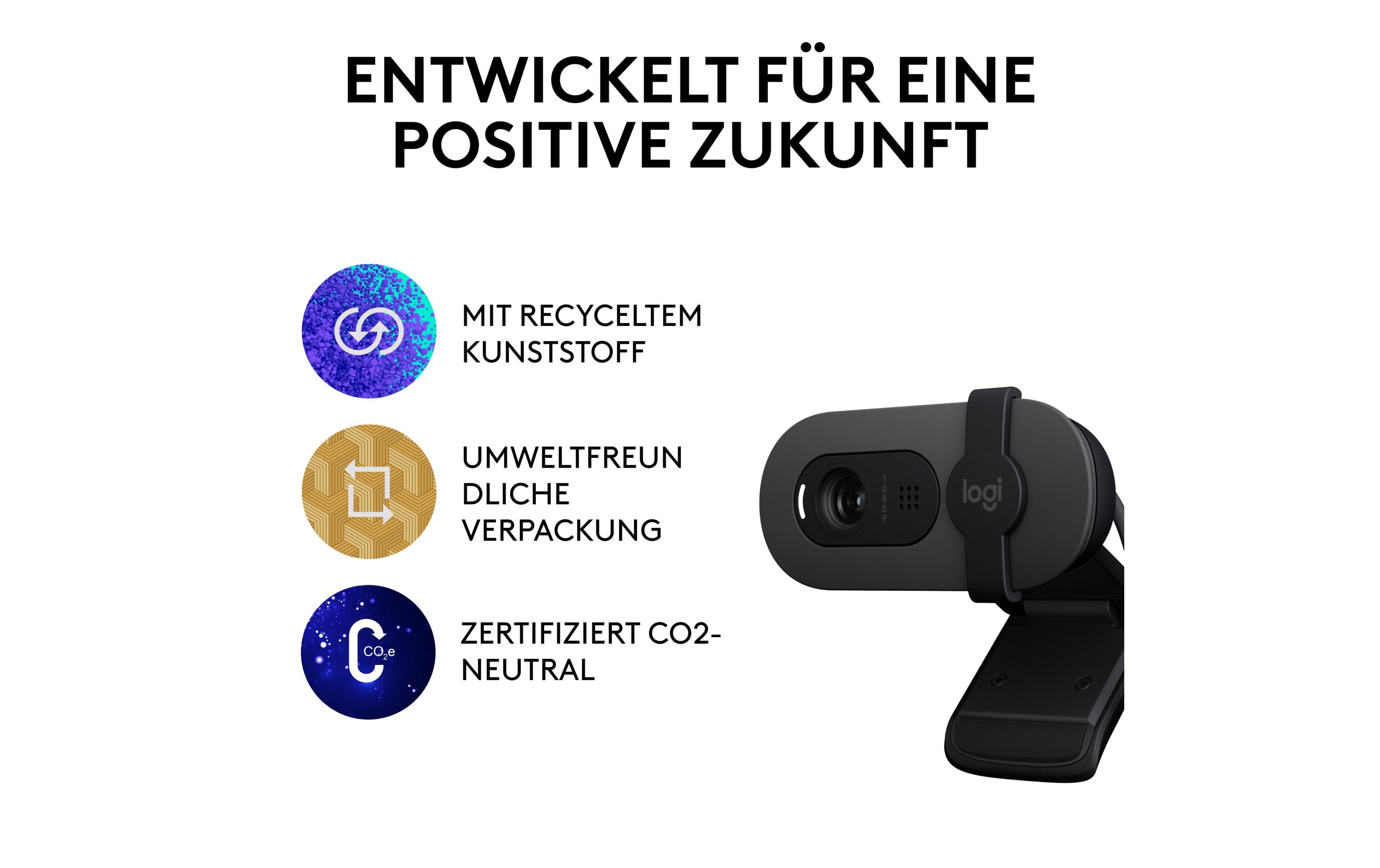 Brio 100 GraphiteFull HD-Webcam mit integrierter Abdeckblende