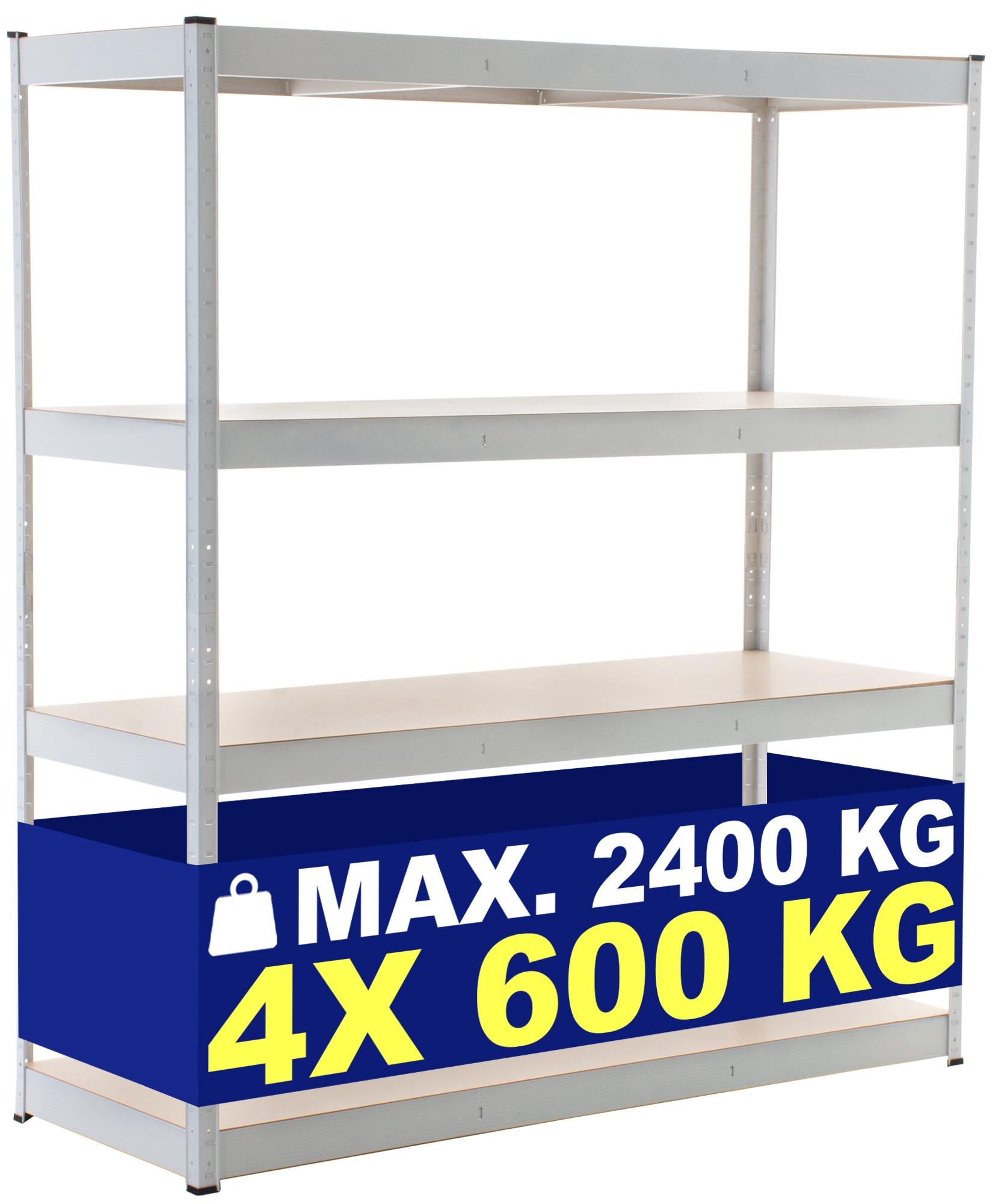 CLP Schwerlastregal 160X180X60 CM I Böden Bis Je 600 KG Belastbar I Metall-Steckregal