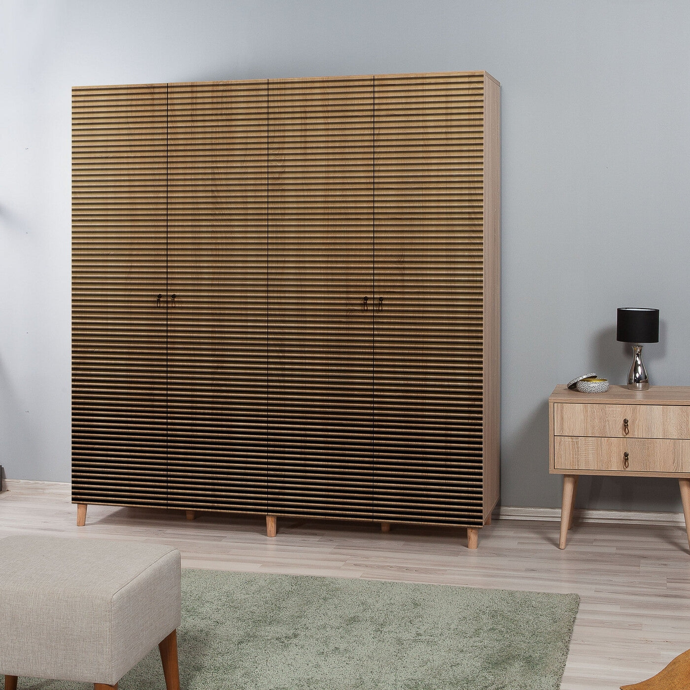 Giga Meubel - Kledingkast Eiken Hout - Gestreept - 180x52x192cm - Imaj