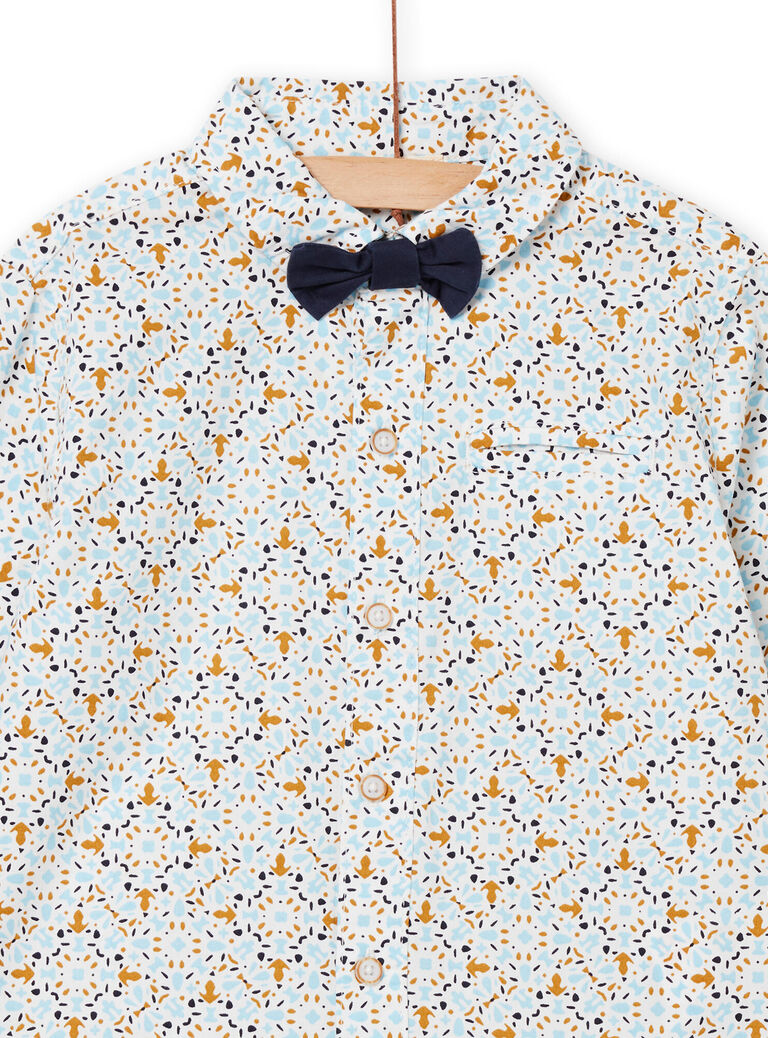 Chemise écrue, bleue et orange et nud papillon enfant garçon