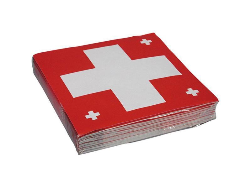 Haushaltsware Servietten Schweizerkreuz 33 cm x 33 cm, 20 S Papierservietten für den Nationalfeiertag
