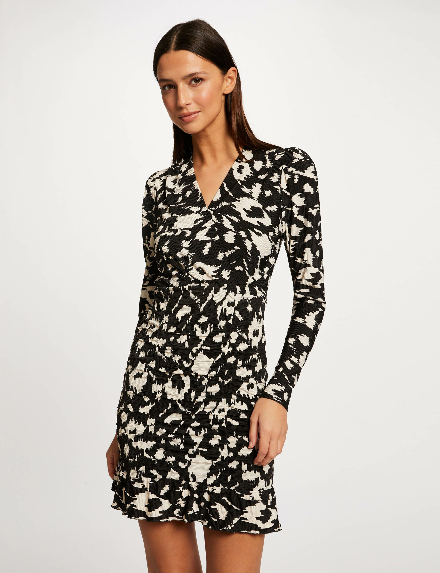 Robe ajustée froncée imprimé abstrait multico femme - multico