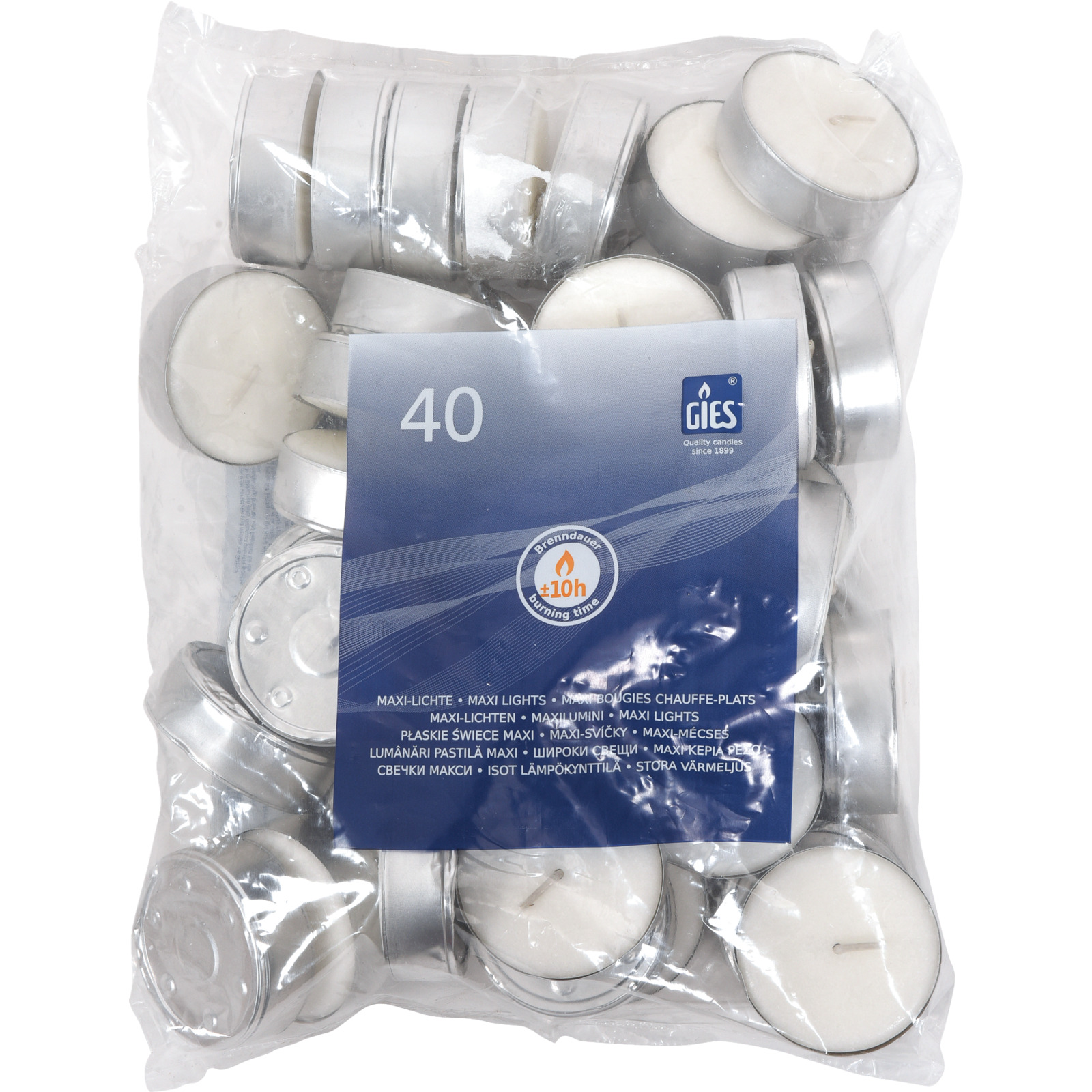 Maxi-Teelichter weiss 40er-Pack 58mm