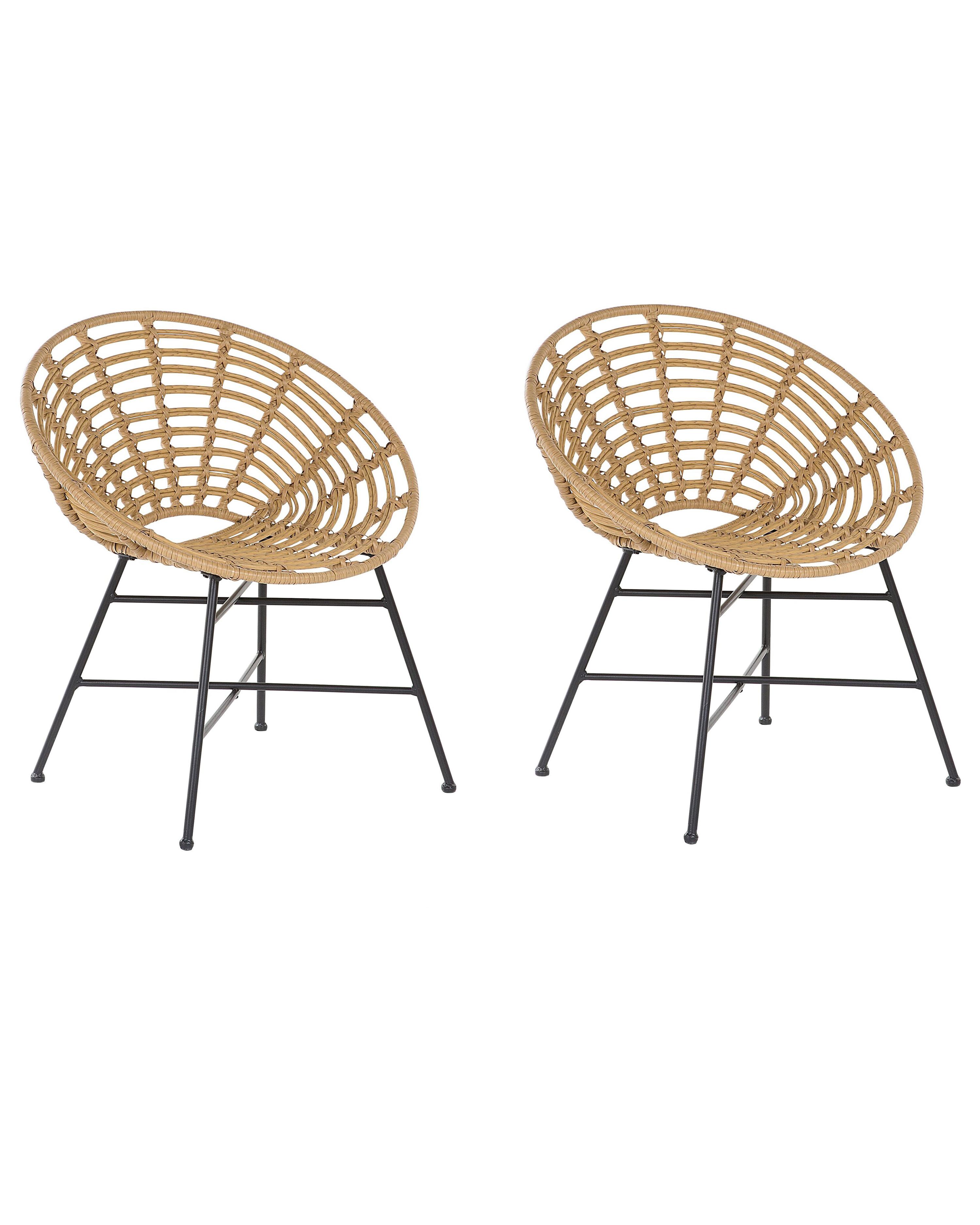 Set van 2 tuinstoelen ACERRA PE rotan Lichtbruin