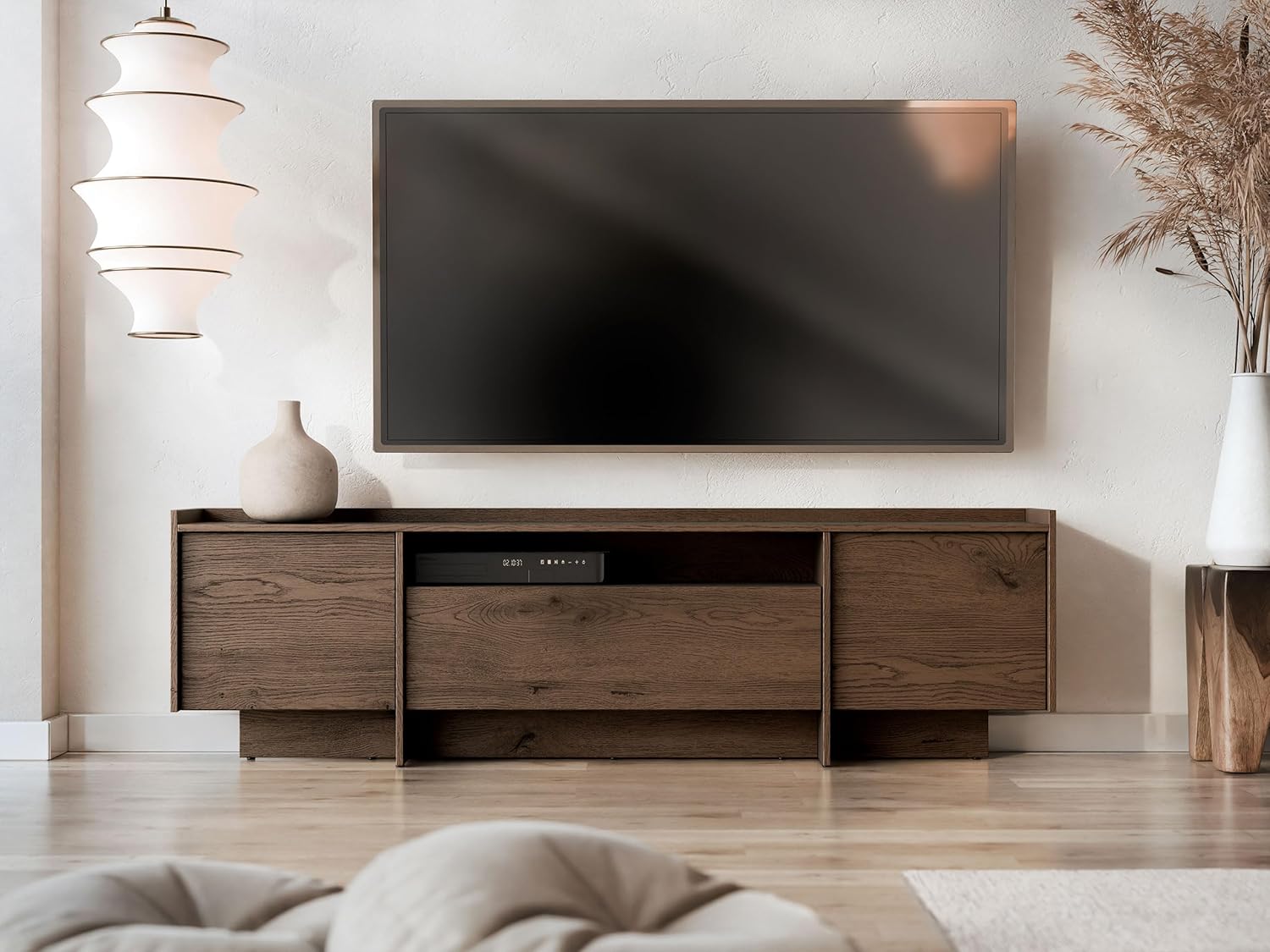 Mirjan24 TV-Schrank Jundia JA01 – Modernes TV-Lowboard mit Kabelloch, grifflose Türen und 3 Fächern – Fernsehtisch/TV-Unterschrank für Wohnzimmer (Baltic Storm)