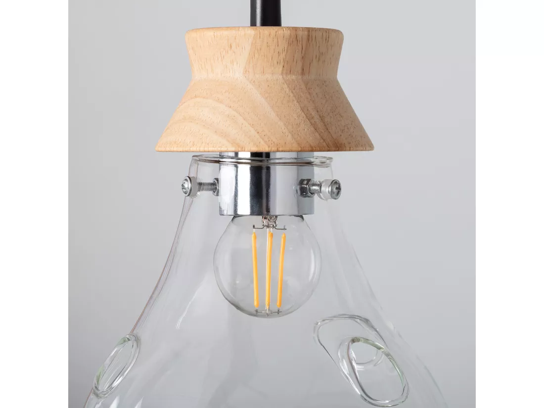 Suspension Bois et Verre Kathu Bumbieris Naturel
