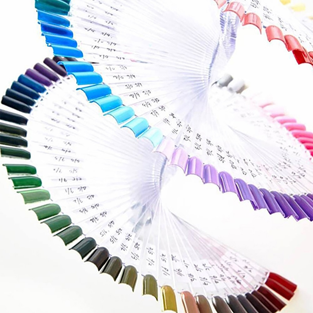 (128-tlg. Set) Nail Tips Display Ständer für Gelnägel Nageldesign Spiralständer mit Zahlenkleber für 120 Farben - Transparent