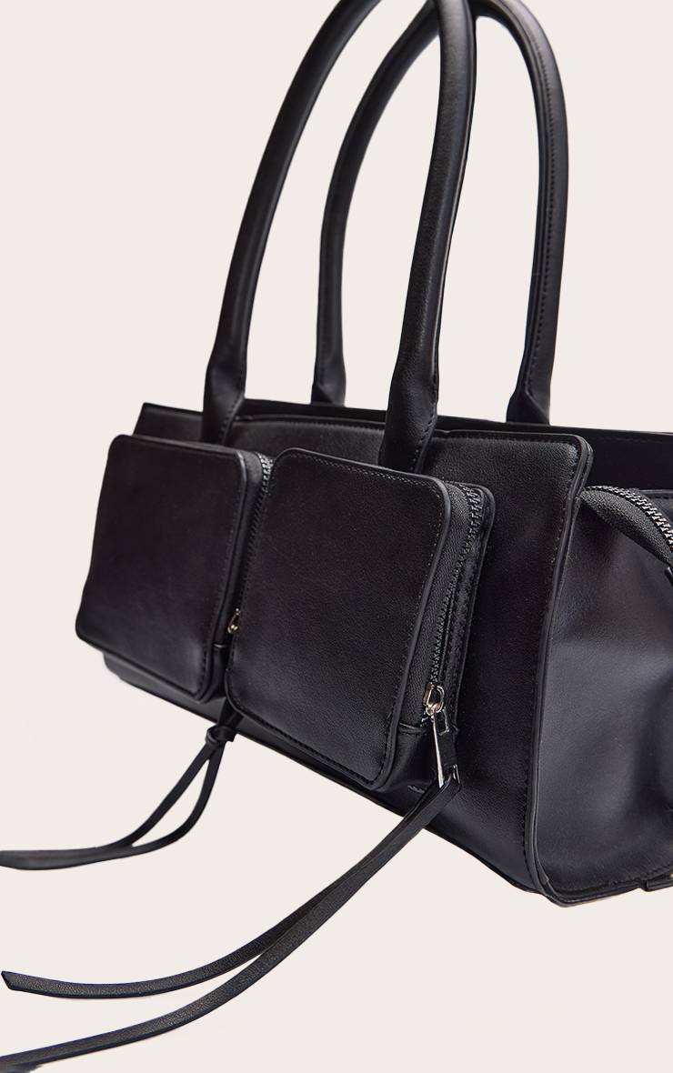 Noir Sac À Bandoulière Beige Avec Détail Poche Motif Synthétique